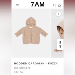NWOT 7AM Fuzzy Hooded Cardigan pecan